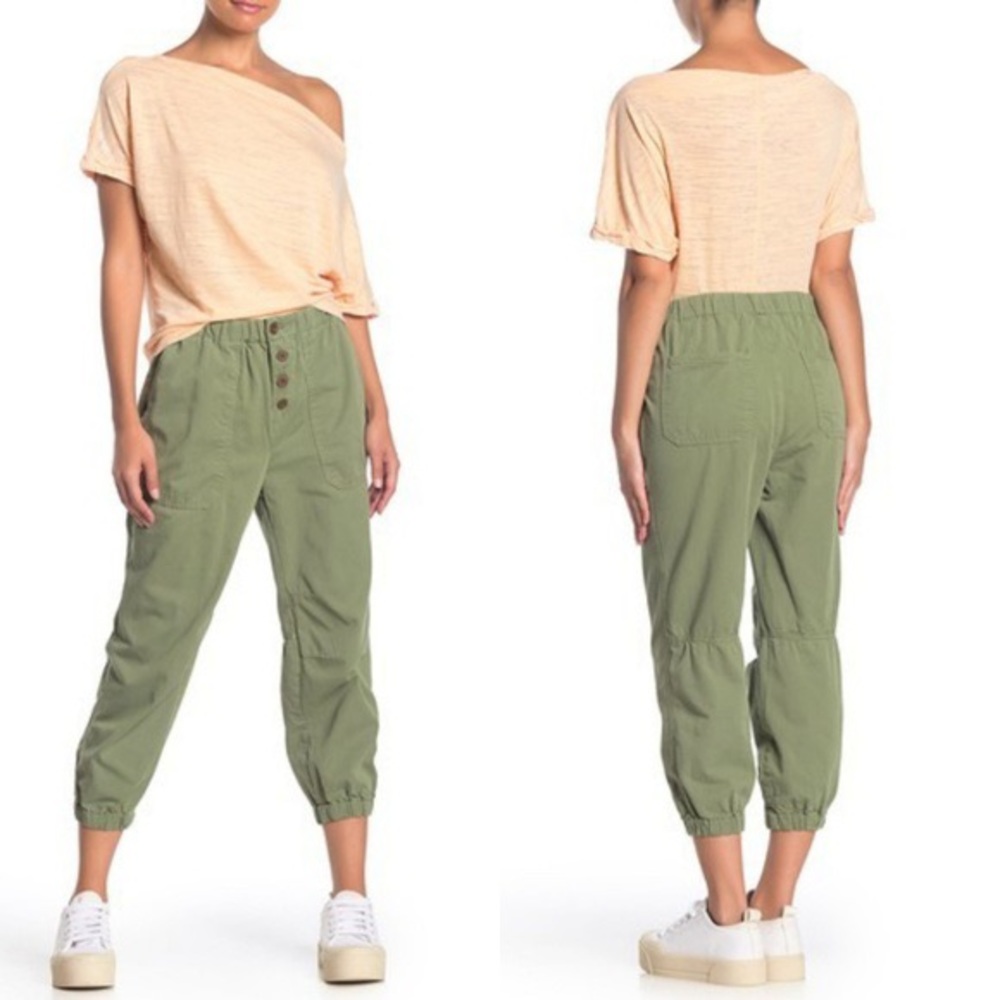 Free People Army Green Cargo Pants Cropped